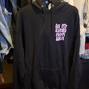 Jerzees Black Hoodie with Pink Text